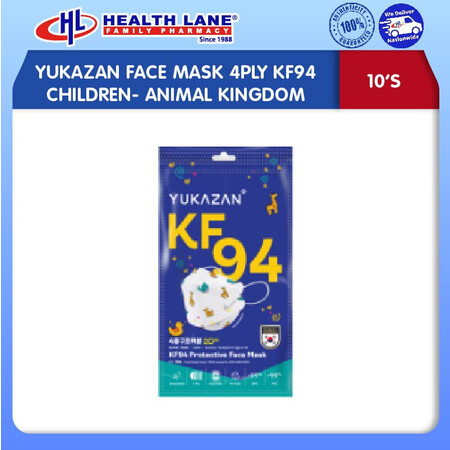 YUKAZAN PROTECTIVE  MASK MUKA 4PLY KF94 KANAK-KANAK- ANIMAL KINGDOM (10'S)